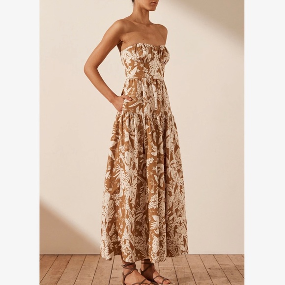 Shona Joy Kiana Strapless Rouched Midi Dress size S - Picture 3 of 11